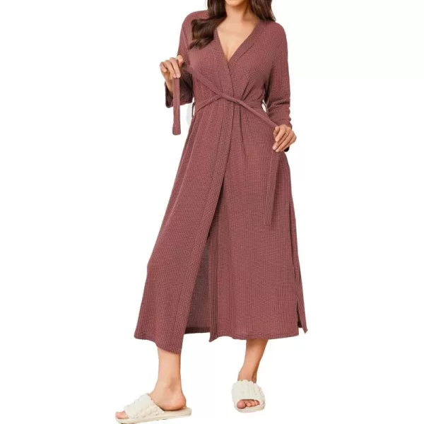 imageEkouaer Womens Robe Long Waffle Knit Bathrobe Lightweight Soft Kimono Robes Loungewear SXXLGray Purple