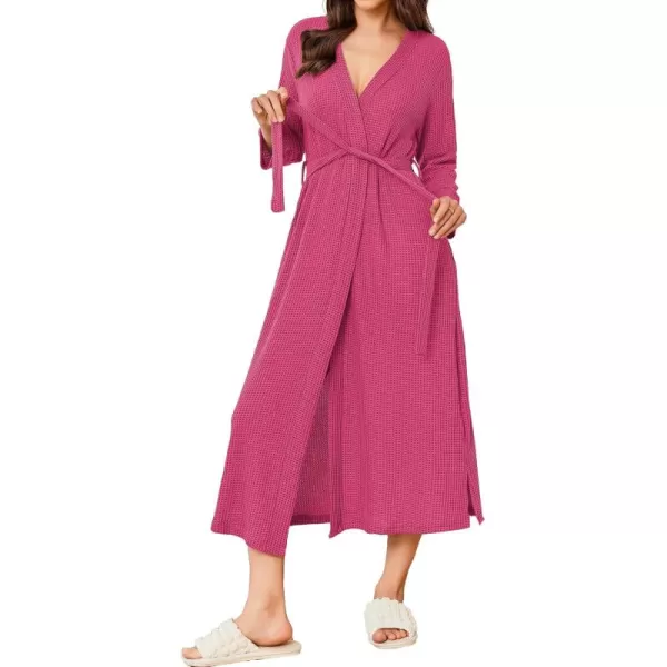 imageEkouaer Womens Robe Long Waffle Knit Bathrobe Lightweight Soft Kimono Robes Loungewear SXXLRose