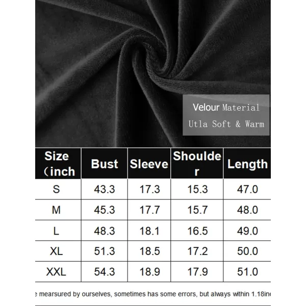 imageEkouaer Robe for Women Velour Zipper Robe 34 Sleeves Housecoat Full Length Loungewear Long Bathrobe with PocketsVelourblack