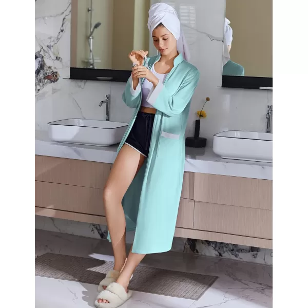 imageEkouaer Women Zipper Robe Long Sleeve House Coats Velour Robes Soft Bathrobe with Pockets Nightgown S3XLLight Blue