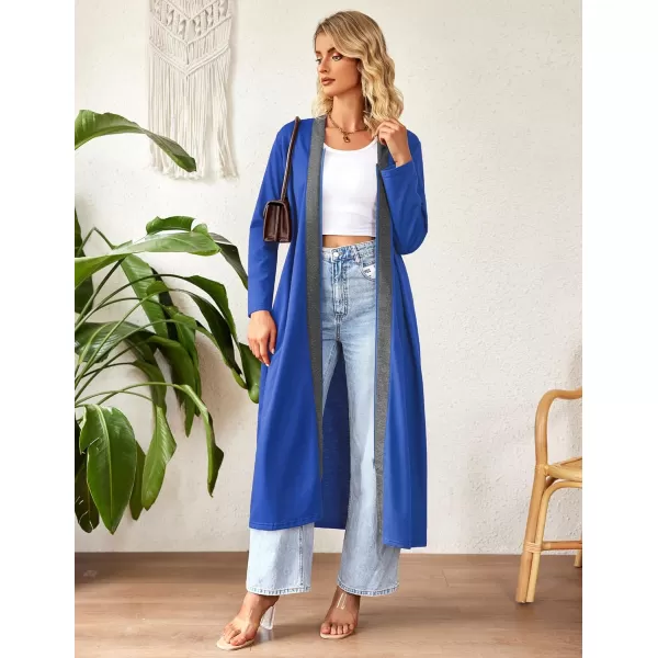 imageEkouaer Women Zipper Robe Long Sleeve Loungewear Lightweight Housecoat Full Length Nightgown with PocketsSnorkel Blue