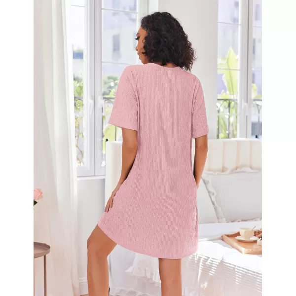 imageEkouaer Women Zipper Robes Knit Short Bathrobe Lightweight House Coat with Pockets Soft Nightgown 33XLHot Pink