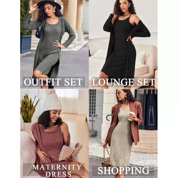 imageEkouaer Womens Knit Robe Set 2 Piece Nightgown with Robes Long Sleeves Lounge Sets with Pockets S 3XLPumpkin