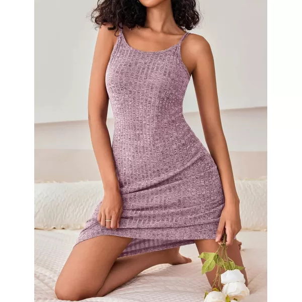 imageEkouaer Womens Knit Robe Set 2 Piece Nightgown with Robes Long Sleeves Lounge Sets with Pockets S 3XLPurple