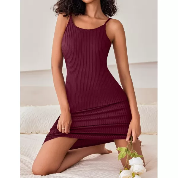 imageEkouaer Womens Knit Robe Set 2 Piece Nightgown with Robes Long Sleeves Lounge Sets with Pockets S 3XLWine Red
