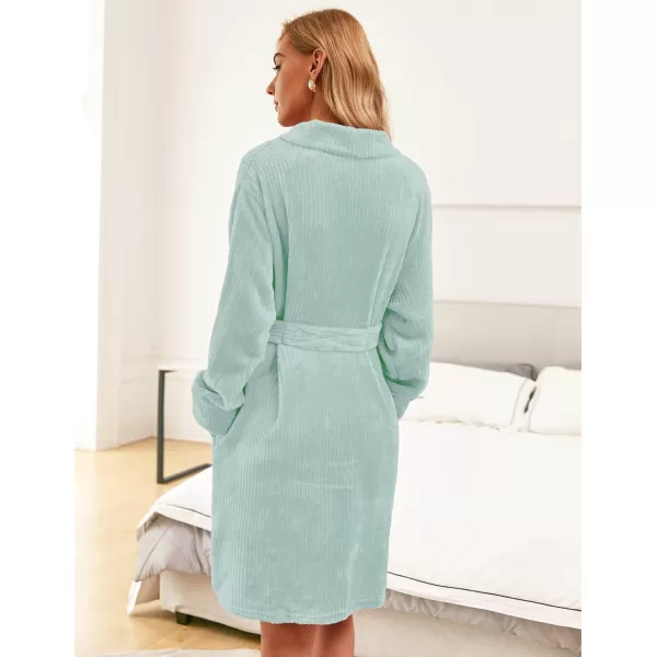 imageEkouaer Womens Plush Robes Soft Bathrobe Knee Length Warm Soft Robe Fleece Loungewear with Pockets SXXLMint
