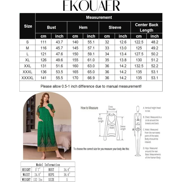 imageEkouaer Womens Zipper Robes Full Length Short Sleeve Housecoats House Dress with Pockets Loungewear Nightgown S4XLBlue Flower