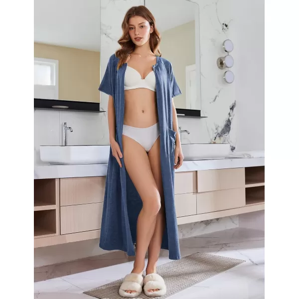 imageEkouaer Womens Zipper Robes Full Length Short Sleeve Housecoats House Dress with Pockets Loungewear Nightgown S4XLEgyptian