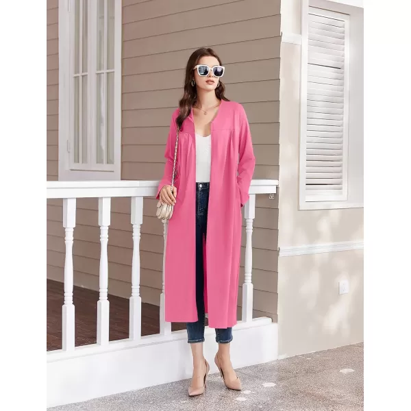 imageEkouaer Zipper Robes for Women Long Knit Bathrobes Lightweight Full Length Housecoat with Pockets Loungewear NightgownPeach