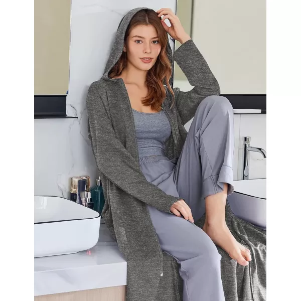 imageEkouaer Robe for Women Zipper Robe Loungewear Full Length Sleepwear Pockets Housecoat Casual Straight Robe SXXLDark Grey