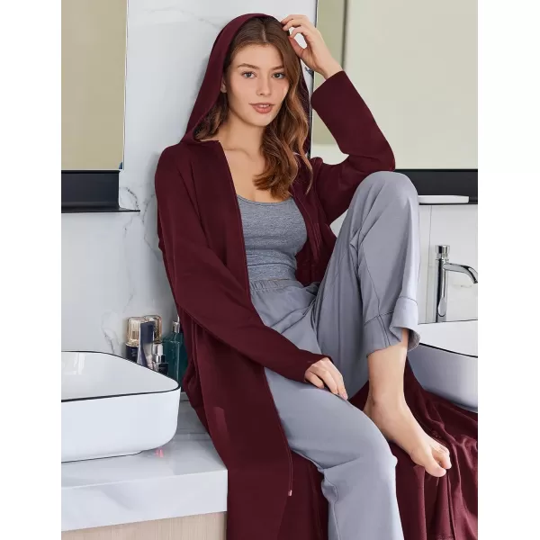 imageEkouaer Robe for Women Zipper Robe Loungewear Full Length Sleepwear Pockets Housecoat Casual Straight Robe SXXLDark Red