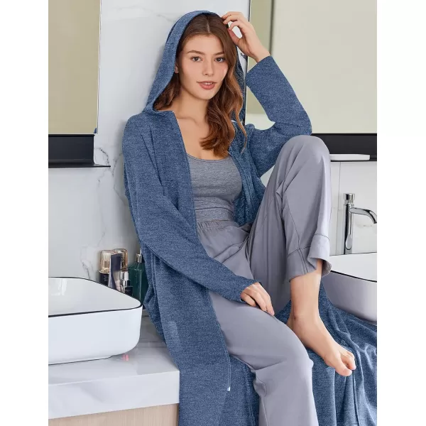 imageEkouaer Robe for Women Zipper Robe Loungewear Full Length Sleepwear Pockets Housecoat Casual Straight Robe SXXLNavy Blue