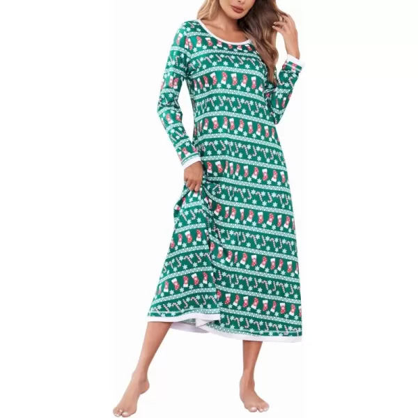 imageEkouaer Nightgown Women Long Sleeve Sleepwear Full Length Long Nightshirt Soft Loungewear S4XLGreen Candy