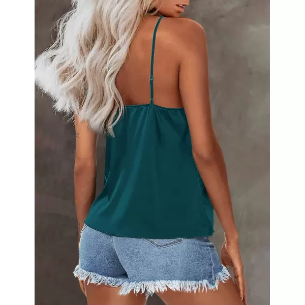 imageEkouaer Womens Silk Satin Tank Tops V Neck Camisole Spaghetti Strap Top Summer Basic BlouseOnion Green