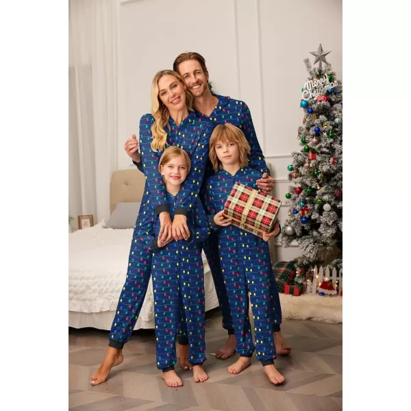 imageEkouaer Christmas Onesie Matching Family Elk Antler Hooded Zipper One Piece Long Sleeve Pajamas with Pockets SXXLBlue Light Bar