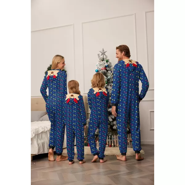 imageEkouaer Christmas Onesie Matching Family Elk Antler Hooded Zipper One Piece Long Sleeve Pajamas with Pockets SXXLBlue Light Bar