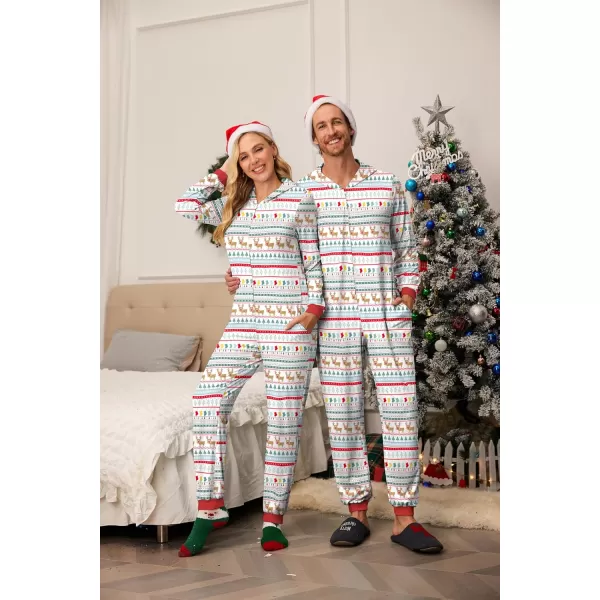 imageEkouaer Christmas Onesie Matching Family Elk Antler Hooded Zipper One Piece Long Sleeve Pajamas with Pockets SXXLChristmas Elk