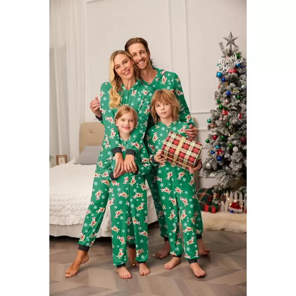 imageEkouaer Christmas Onesie Matching Family Elk Antler Hooded Zipper One Piece Long Sleeve Pajamas with Pockets SXXLChristmas Gift Green