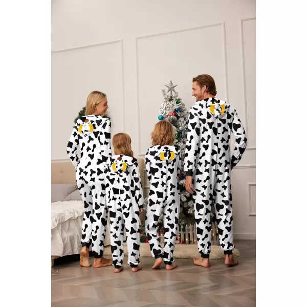 imageEkouaer Christmas Onesie Matching Family Elk Antler Hooded Zipper One Piece Long Sleeve Pajamas with Pockets SXXLCow