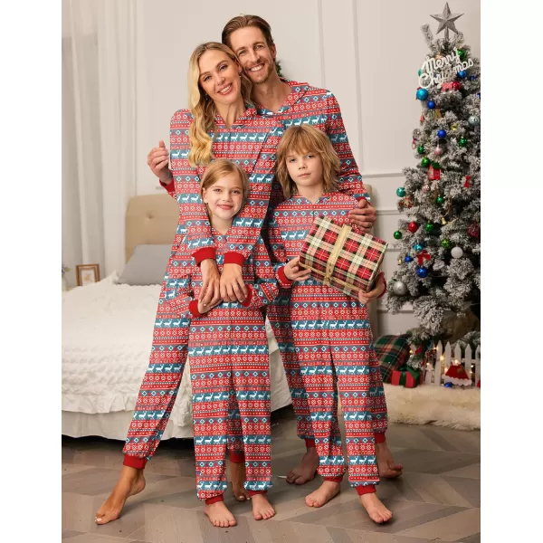 imageEkouaer Christmas Onesie Matching Family Elk Antler Hooded Zipper One Piece Long Sleeve Pajamas with Pockets SXXLElk Red