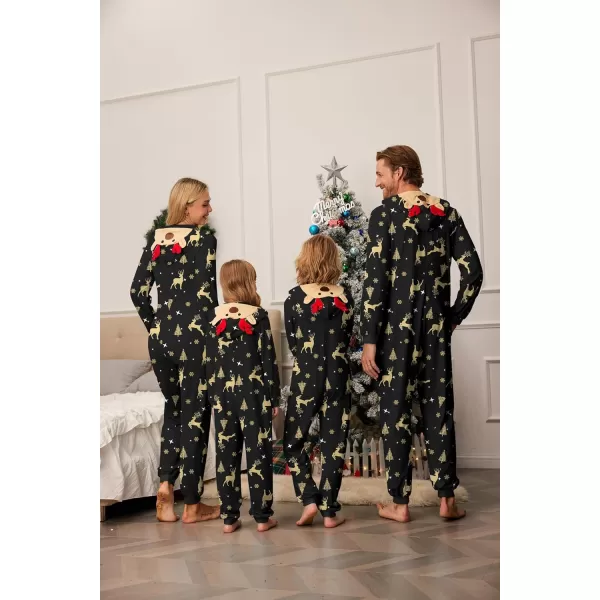 imageEkouaer Christmas Onesie Matching Family Elk Antler Hooded Zipper One Piece Long Sleeve Pajamas with Pockets SXXLGolden Elk