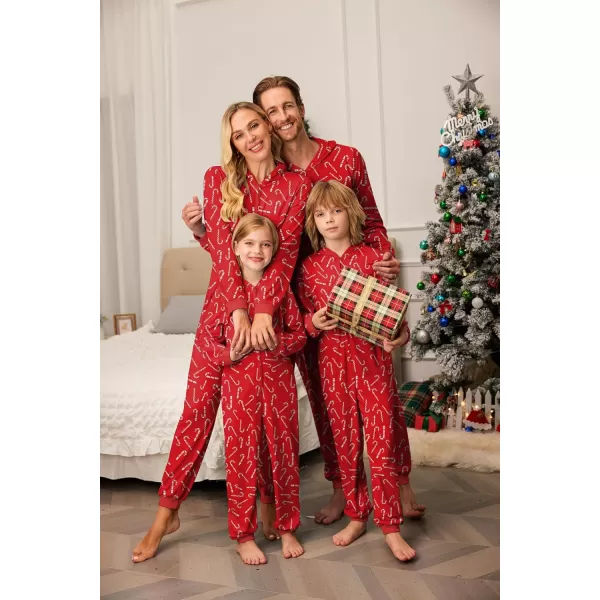 imageEkouaer Christmas Onesie Matching Family Elk Antler Hooded Zipper One Piece Long Sleeve Pajamas with Pockets SXXLRed Cane