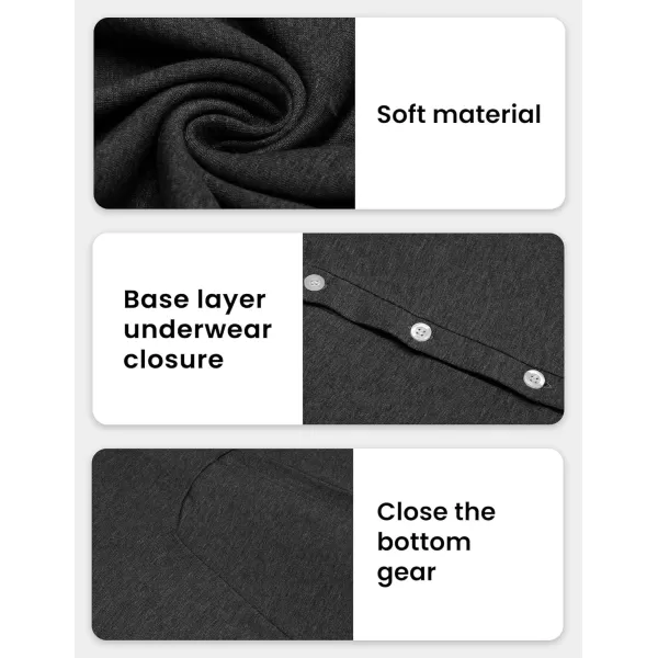 imageEkouaer Mens One Piece Pajama Thermal Full Button Union Suit Long Sleeve Onesie with Button Flap SXXLDark Grey