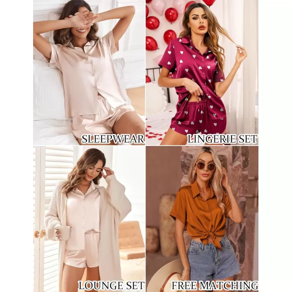 imageEkouaer Silk Pajamas for Women Short Sleeve Satin Pajama Set 2 Piece Button Down Loungewear SXXLPeacock Blue