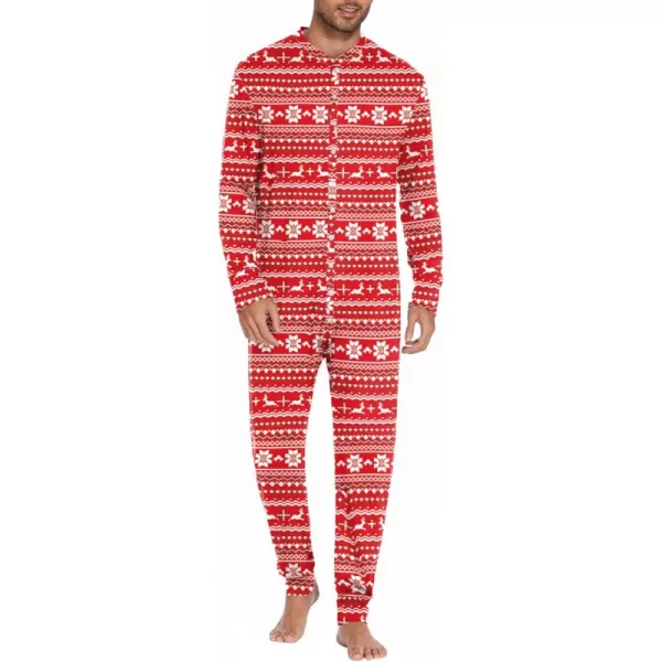 imageEkouaer Mens One Piece Pajama Thermal Full Button Union Suit Long Sleeve Onesie with Button Flap SXXLChristmas Elk