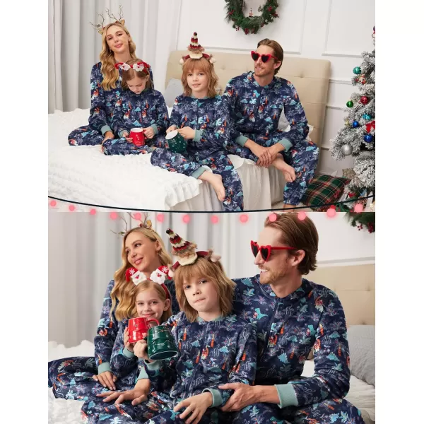 imageEkouaer Christmas Matching Pajamas Onesie for Family Fleece Onesie Sleepwear Zipper Jumpsuit with PocketsDinasour