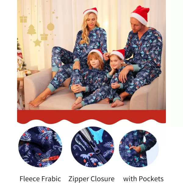 imageEkouaer Christmas Matching Pajamas Onesie for Family Fleece Onesie Sleepwear Zipper Jumpsuit with PocketsDinasour