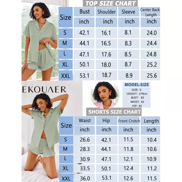 imageEkouaer Pajamas Set for Women Short Sleeve Sleepwear Button Down Pjs Lounge Sets Soft NightwearAqua Green