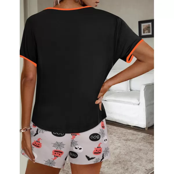 imageEkouaer Women Pajama Set Casual Short SetHelloween Print