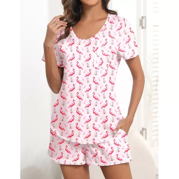 imageEkouaer Womens Pajamas Sets Short Sleeve Lounge Sets Sleepwear Casual Two Piece Pjs With PocketsBird