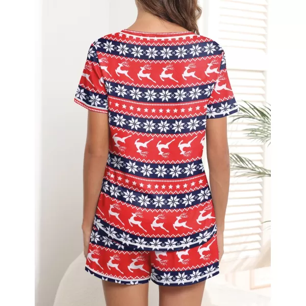 imageEkouaer Womens Pajamas Sets Short Sleeve Lounge Sets Sleepwear Casual Two Piece Pjs With PocketsChristmas