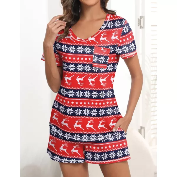 imageEkouaer Womens Pajamas Sets Short Sleeve Lounge Sets Sleepwear Casual Two Piece Pjs With PocketsChristmas