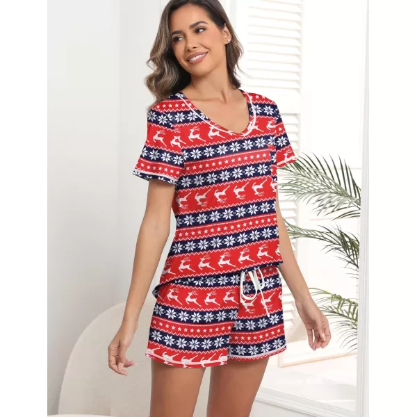 imageEkouaer Womens Pajamas Sets Short Sleeve Lounge Sets Sleepwear Casual Two Piece Pjs With PocketsChristmas
