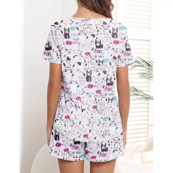 imageEkouaer Womens Pajamas Sets Short Sleeve Lounge Sets Sleepwear Casual Two Piece Pjs With PocketsDog