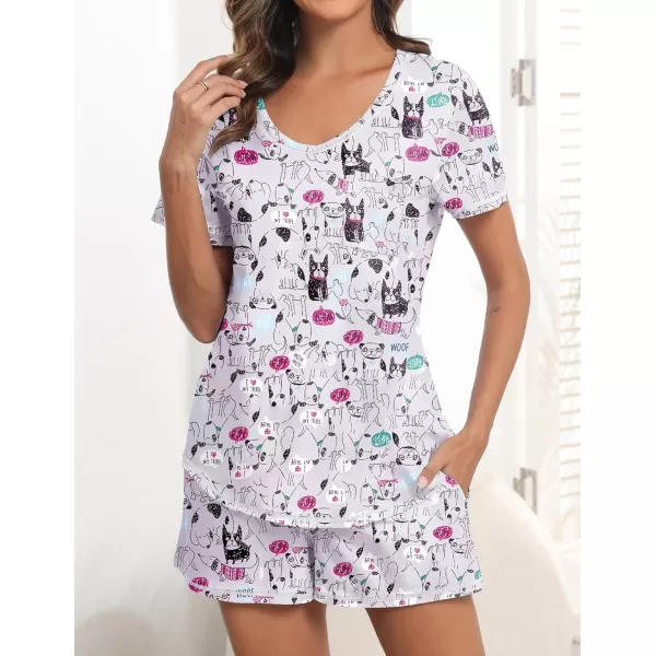 imageEkouaer Womens Pajamas Sets Short Sleeve Lounge Sets Sleepwear Casual Two Piece Pjs With PocketsDog