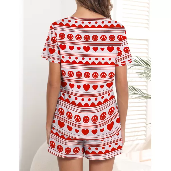 imageEkouaer Womens Pajamas Sets Short Sleeve Lounge Sets Sleepwear Casual Two Piece Pjs With PocketsRed Heart