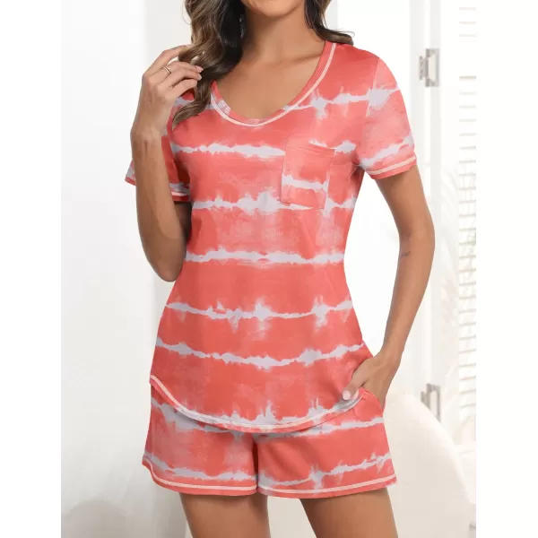 imageEkouaer Womens Pajamas Sets Short Sleeve Lounge Sets Sleepwear Casual Two Piece Pjs With PocketsWave