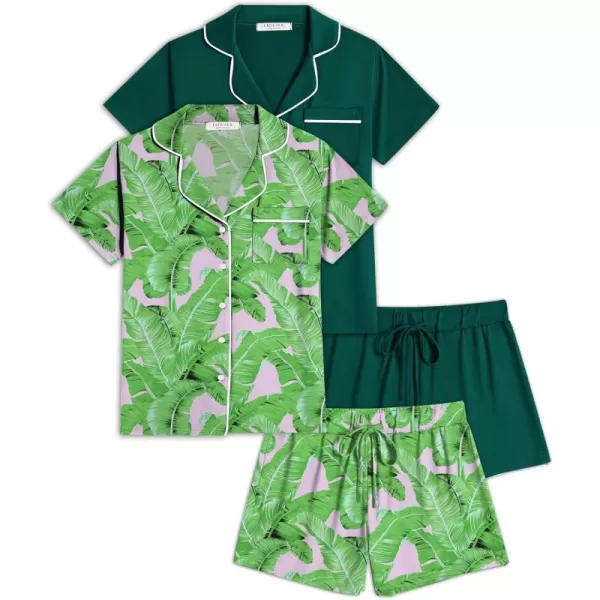 Green/Navy Leaves