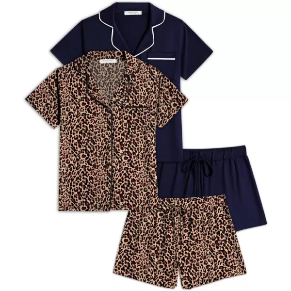 Navy Blue/Brown Leopard