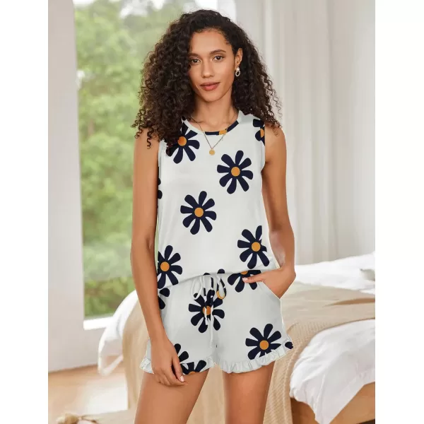 imageEkouaer Pajamas Set for Women Pjs Sets with Pockets Matching Loungewear Lounge Sets Top and Shorts 2 Piece Outfits SXXLWhite Floral