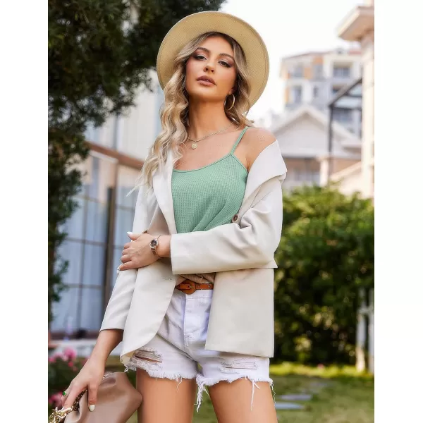 imageEkouaer Pajamas for Women Soft Lingerie Sleepwear 2 Piece Cami Shorts Set Waffle Knit Pj LoungewearGreen