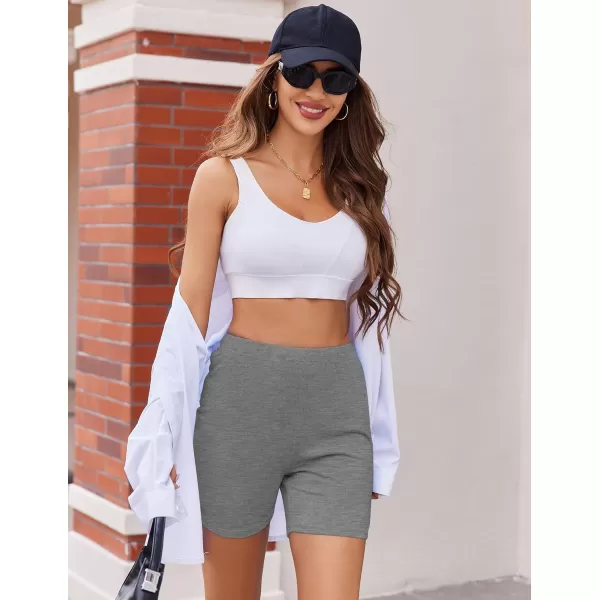 imageEkouaer Womens Pajamas 2 Piece Lounge Sets Oversized V Neck TShirts Tops Biker Shorts Set Workout Reversible Tracksuit SXXLBlackDark Gray