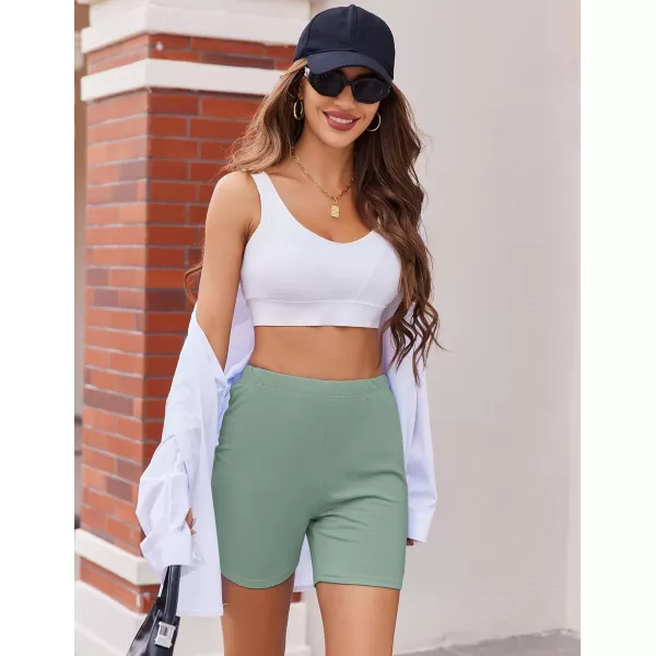 imageEkouaer Womens Pajamas 2 Piece Lounge Sets Oversized V Neck TShirts Tops Biker Shorts Set Workout Reversible Tracksuit SXXLIce Green