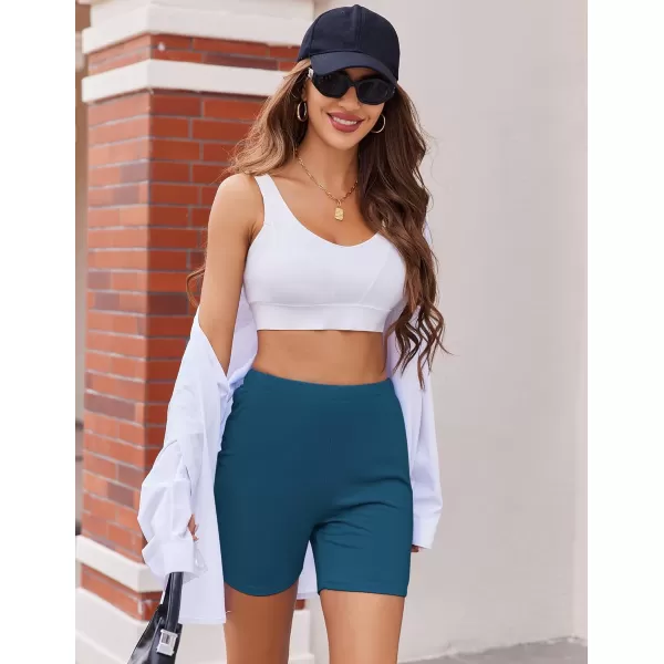 imageEkouaer Womens Pajamas 2 Piece Lounge Sets Oversized V Neck TShirts Tops Biker Shorts Set Workout Reversible Tracksuit SXXLNavy Blue