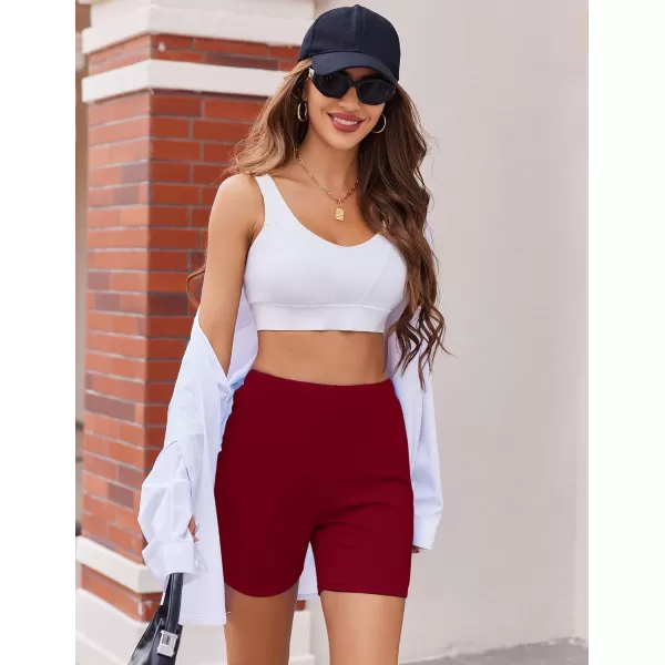 imageEkouaer Womens Pajamas 2 Piece Lounge Sets Oversized V Neck TShirts Tops Biker Shorts Set Workout Reversible Tracksuit SXXLWine Red