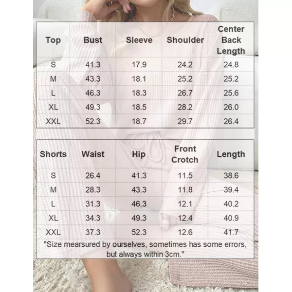 imageEkouaer Womens Waffle Knit Pajama Sets Comfy Long Sleeve Lounge Sets 2 Piece Matching Pj Sets with PocketsBlue